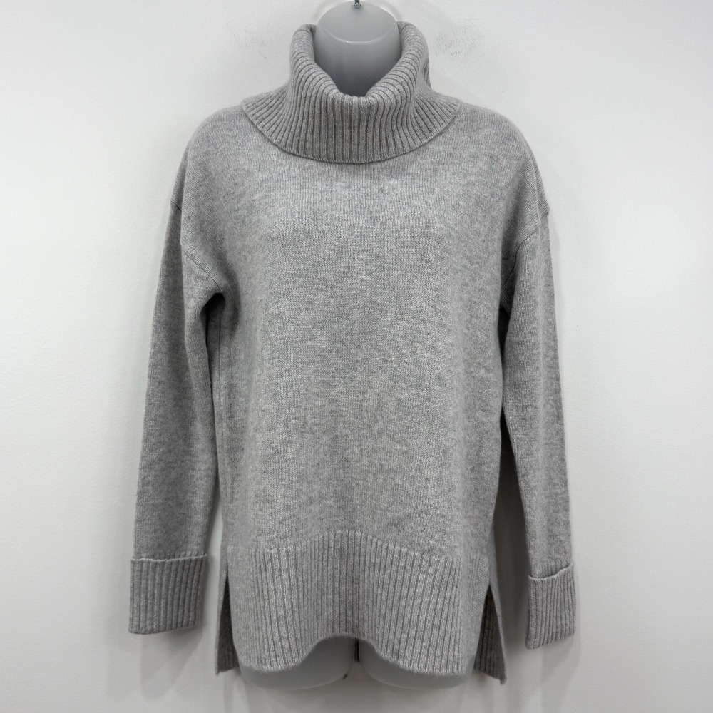 Rachel Zoe  100% 2-Ply Cashmere Sweater S Grey Turtleneck Quiet Luxury Old Money
